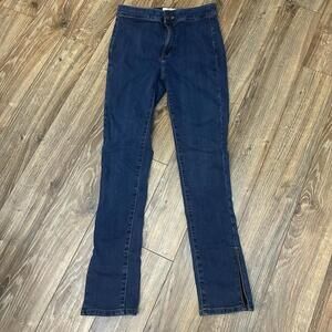 Free People We the Free Riley Slit Hem Skinny Jeans 27 High Waisted Boho Hippie